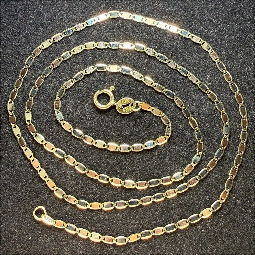 Solid 10k Yellow Italian Gold Valentino Chain Necklace 16" Long 1.6mm Wide